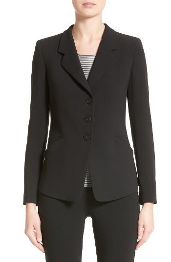 Women's Armani Collezioni Stretch Wool Jacket - Black