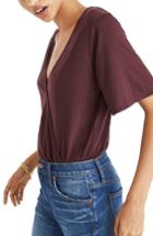 Women's Madewell Faux Wrap Bodysuit, Size - Purple
