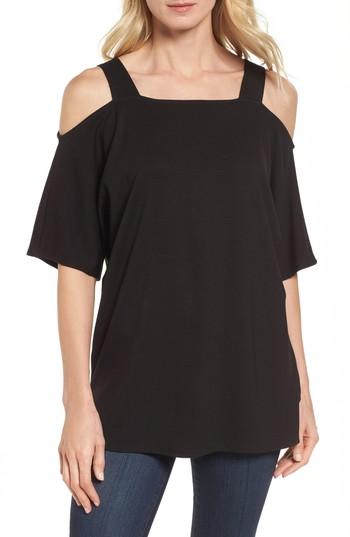 Women's Halogen Cold Shoulder Tunic Top, Size - Black