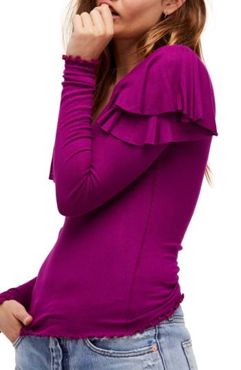 Women's Free People On Rewind Ruffle Top - Burgundy