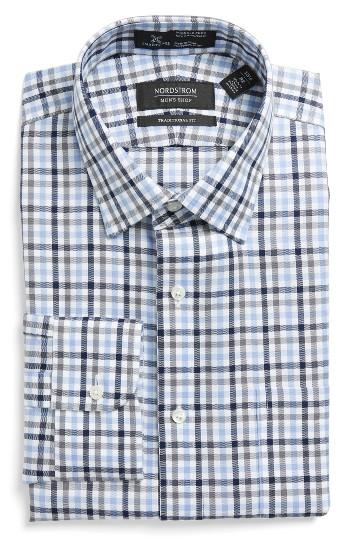 Men's Nordstrom Men's Shop Smartcare(tm) Traditional Fit Plaid Dress Shirt 33 - Blue