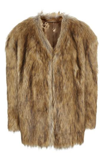 Women's Topshop Chubby Faux Fur Coat - Ivory