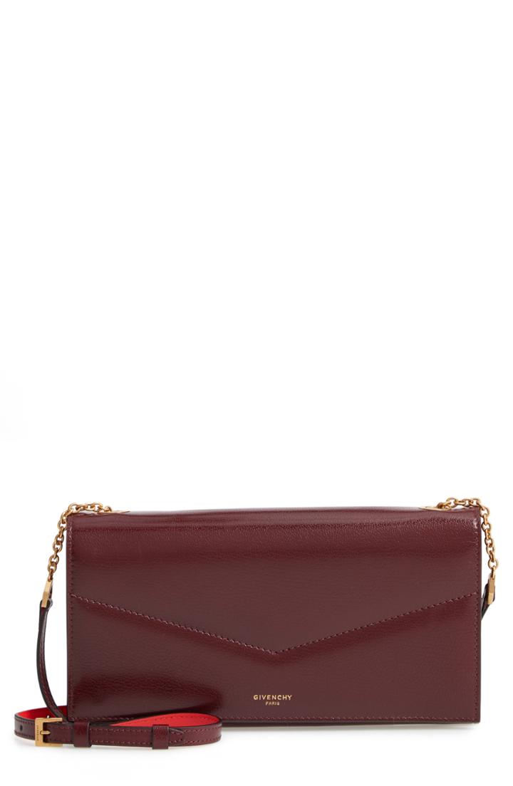 Women's Givenchy Leather Wallet On A Chain - Burgundy