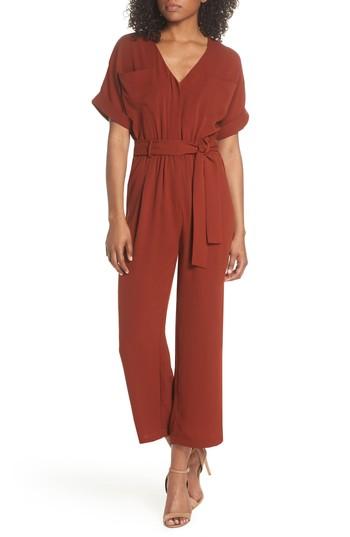 Women's Caara V-neck Jumpsuit - Burgundy