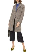 Women's Topshop Bonded Check Coat Us (fits Like 2-4) - Beige