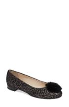 Women's Amalfi By Rangoni Glicine Genuine Fur Trim Flat M - Grey