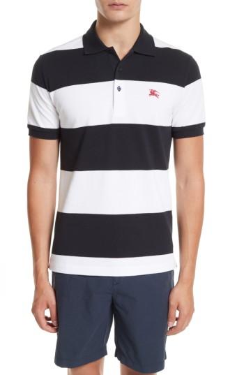 Men's Burberry Stepford Stripe Polo, Size - White
