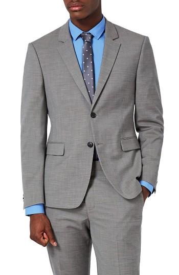 Men's Topman Muscle Fit Suit Jacket - Grey