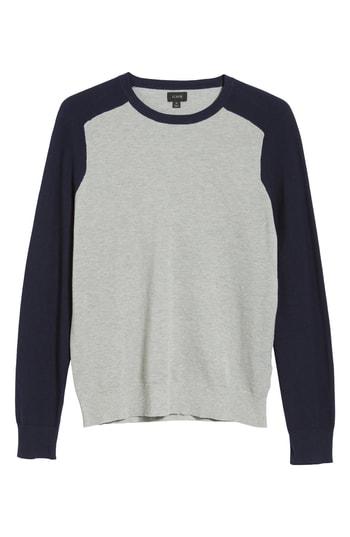 Men's J.crew Cotton & Cashmere Baseball Sweater - Grey