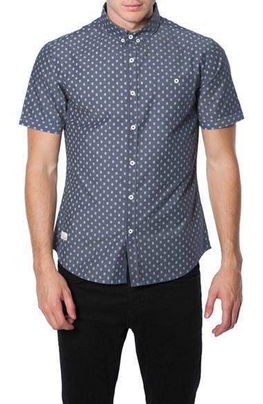 Men's 7 Diamonds 'the Stars' Trim Fit Short Sleeve Print Woven Shirt