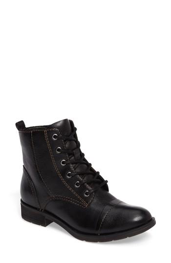 Women's Sofft Belton Cap Toe Combat Boot .5 M - Black