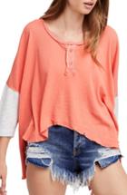 Women's Free People Star Henley Top, Size - Coral