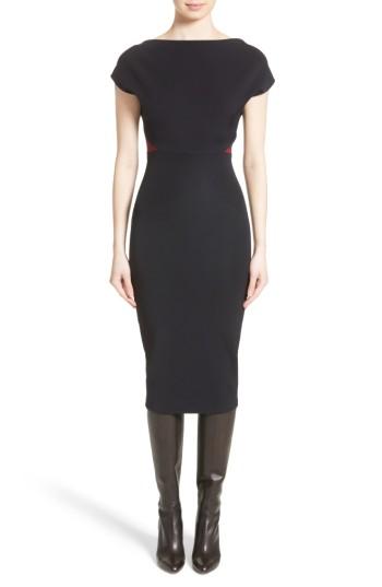 Women's Victoria Beckham Open Back Rib Knit Dress Us / 6 Uk - Blue