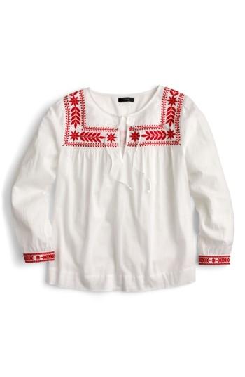 Women's J.crew Embroidered Semolina Top - Red