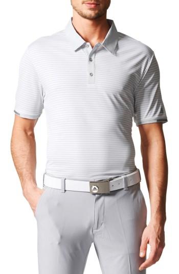 Men's Adidas Climachill Stripe Golf Polo - Grey