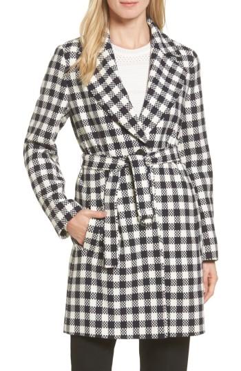 Women's Boss Cumarina Check Belted Check Coat R - Blue
