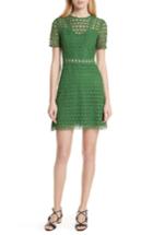 Women's Sandro Scalloped Lace Short Sleeve Dress - Green
