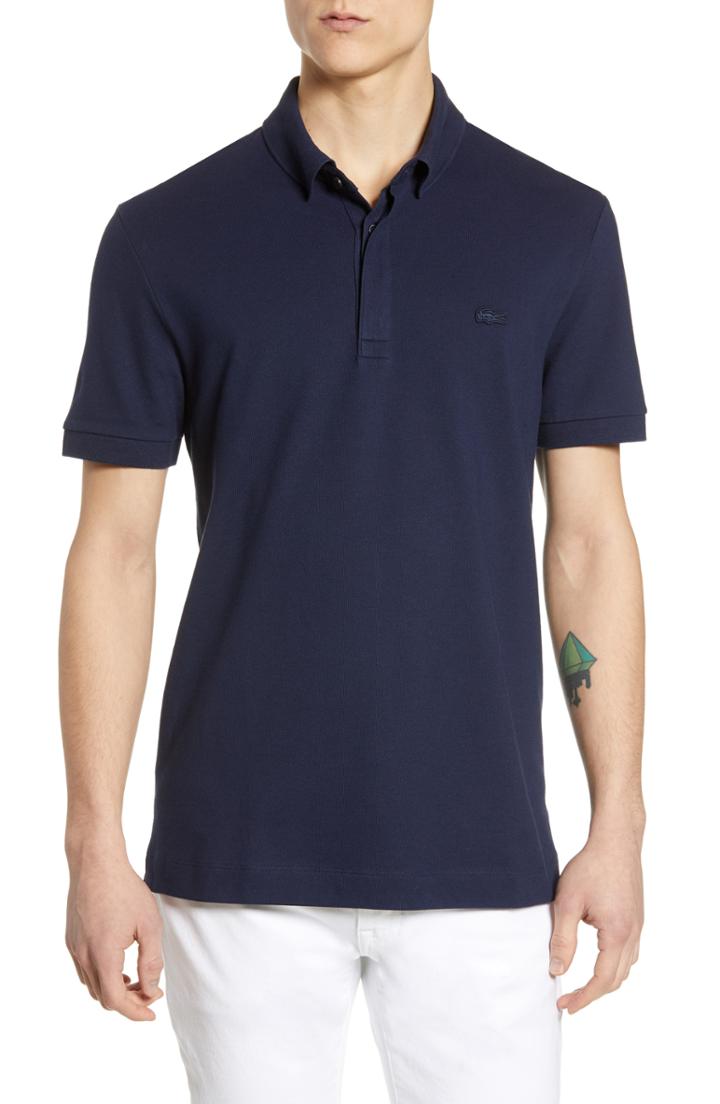 Men's Lacoste Paris Fit Stretch Polo, Size 6(xl) - Blue