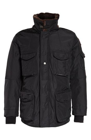 Men's Parajumpers 700 Fill Power Down Field Jacket With Faux Fur Collar - Black