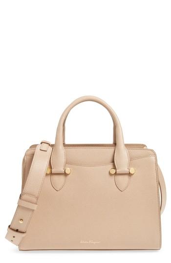 Salvatore Ferragamo Small Today Leather Satchel - Beige