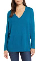 Women's Halogen Relaxed V-neck Cashmere Sweater, Size - Purple