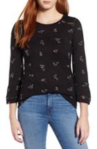 Women's Lucky Brand Bell Sleeve Embroidered Top - Black