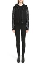 Women's Givenchy Neoprene & Leather Hooded Moto Jacket Us / 38 Fr - Black