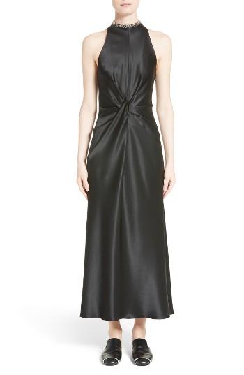 Women's Alexander Wang Fishbone Necklace Silk Satin Dress - Black