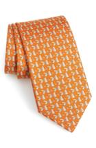 Men's Salvatore Ferragamo Felice Print Silk Tie, Size - Orange