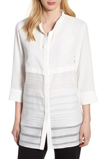 Women's Ming Wang Mix Media Tunic Top - White