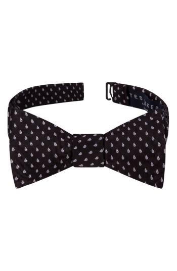 Men's Ted Baker London Charming Paisley Silk Bow Tie, Size - Black