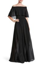 Women's Dress The Population Violet Off The Shoulder Chiffon Gown - Black