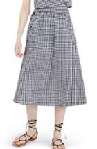 Women's Madewell Side Button Gingham Midi Skirt