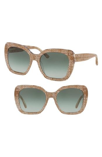 Women's Tory Burch Raffia 56mm Square Sunglasses - Crystal Gradient