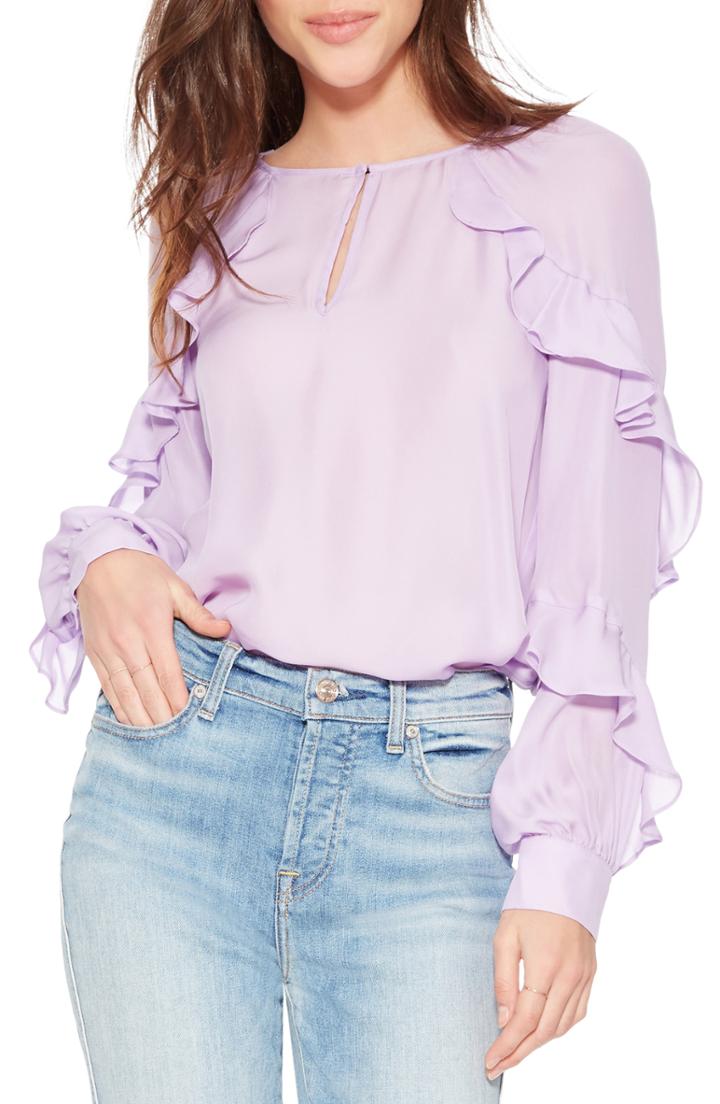Women's Parker Julian Ruffle Blouse, Size - Purple