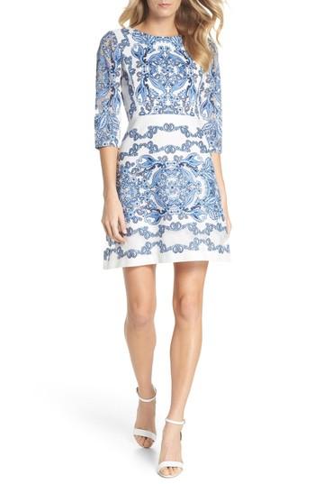 Women's Gabby Skye Print Lace A-line Dress - Ivory