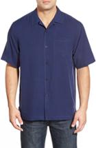 Men's Tommy Bahama 'catalina Twill' Original Fit Silk Camp Shirt, Size - Blue
