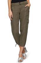 Women's Sanctuary Terrain Linen Crop Cargo Pants - Green