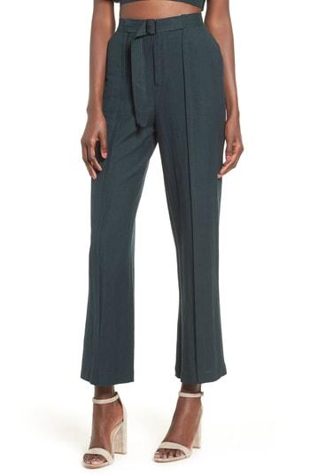 Women's Moon River Belted High Waist Pants - Green