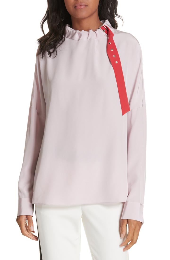 Women's Tibi Silk Buckle Blouse - Pink