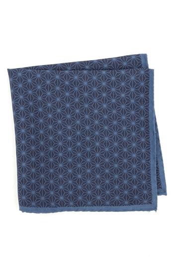 Men's Ted Baker London Starburst Geometric Silk Pocket Square, Size - Blue