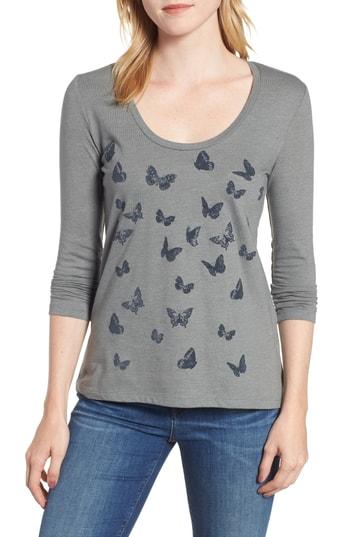 Women's Lucky Brand Butterfly Top - Grey