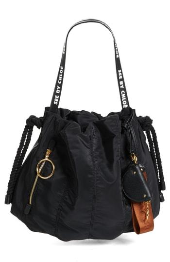 See By Chloe Medium Flo Nylon Tote - Black
