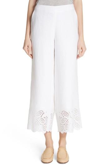 Women's Lafayette 148 New York Morton Embroidered Pants - White