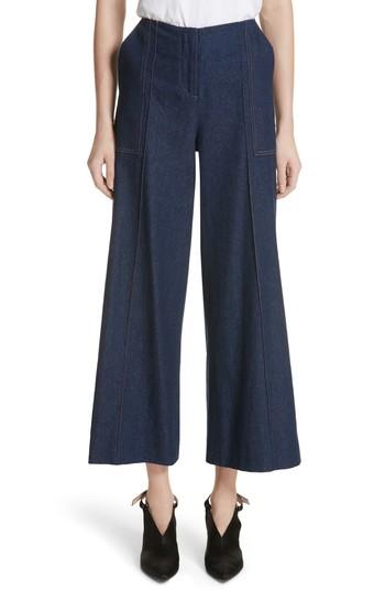 Women's Hellessy Dune Imitation Pearl Trim Wide Leg Crop Jeans - Blue