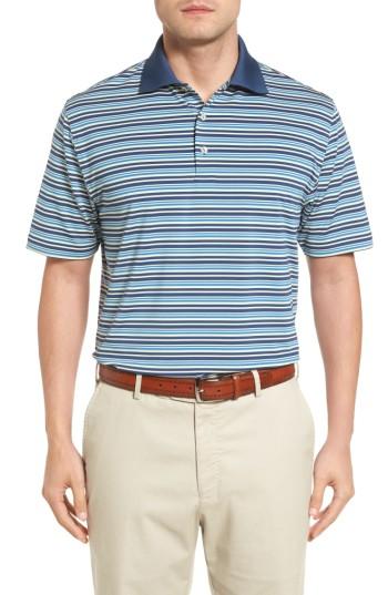 Men's Peter Millar Pembroke Stripe Jersey Polo, Size - Blue