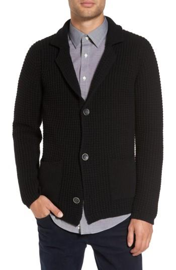 Men's Sand Trim Fit Knit Cardigan Jacket - Black