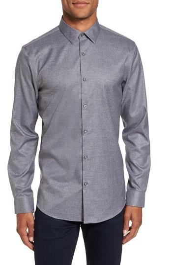 Men's Calibrate Slim Fit Non-iron Jaspe Sport Shirt - Grey