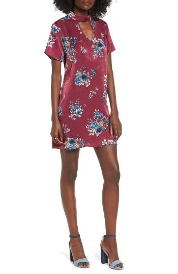 Women's Trixxi Gigi Floral Shift Dress - Burgundy