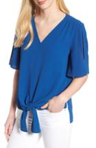 Women's Chaus Tie Front Split Sleeve Blouse - Blue